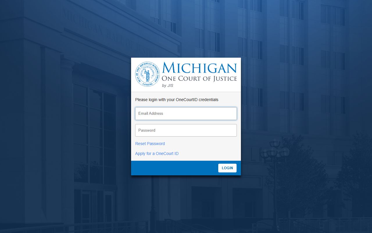 Luce County court dockets access through the Michigan Courts login page