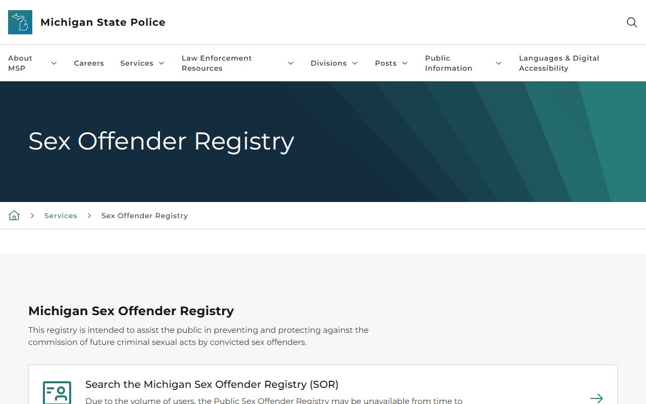 Luce County inmate records and Michigan State Police sex offender registry information