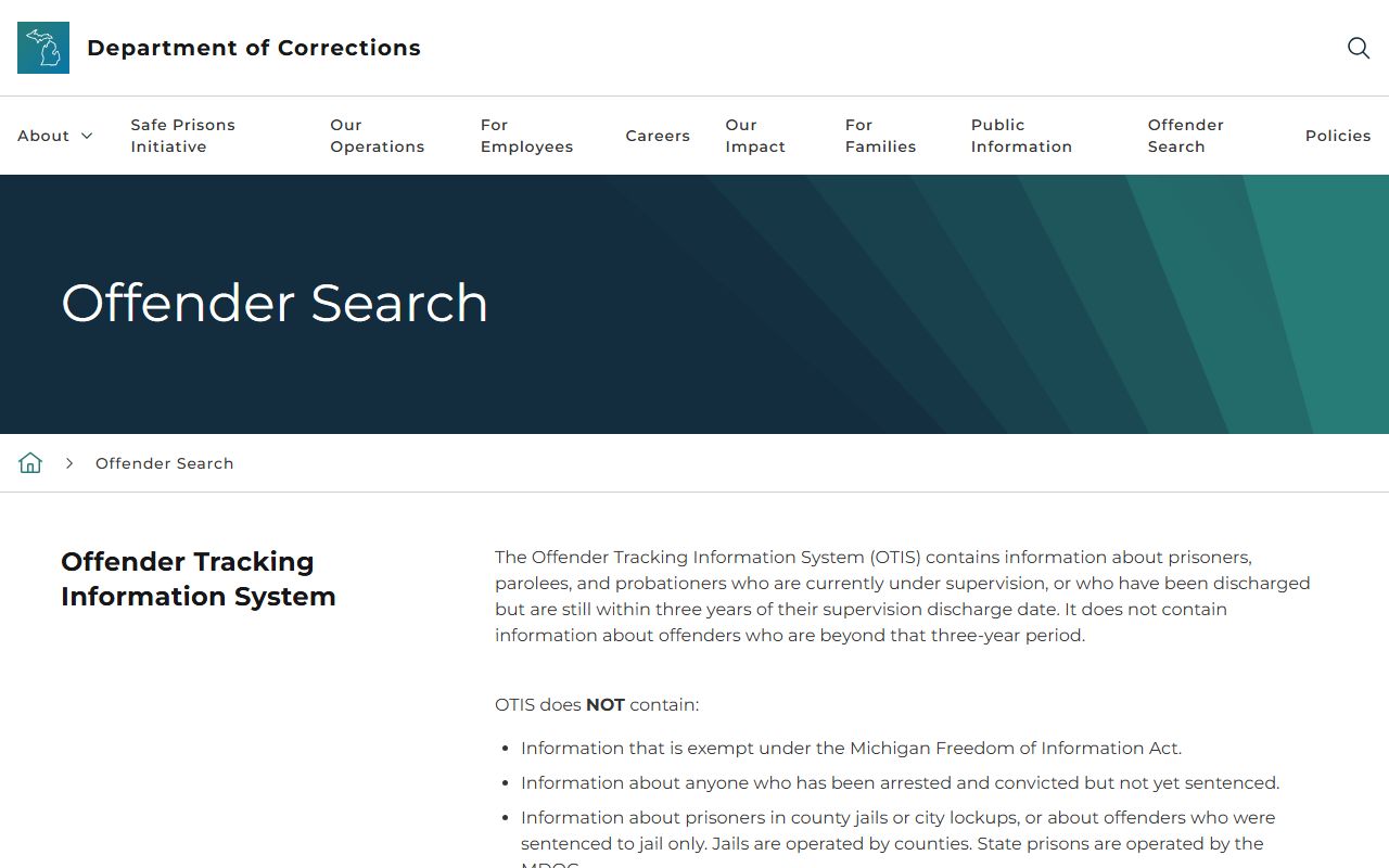 Luce County inmate records shown on the Michigan OTIS overview page