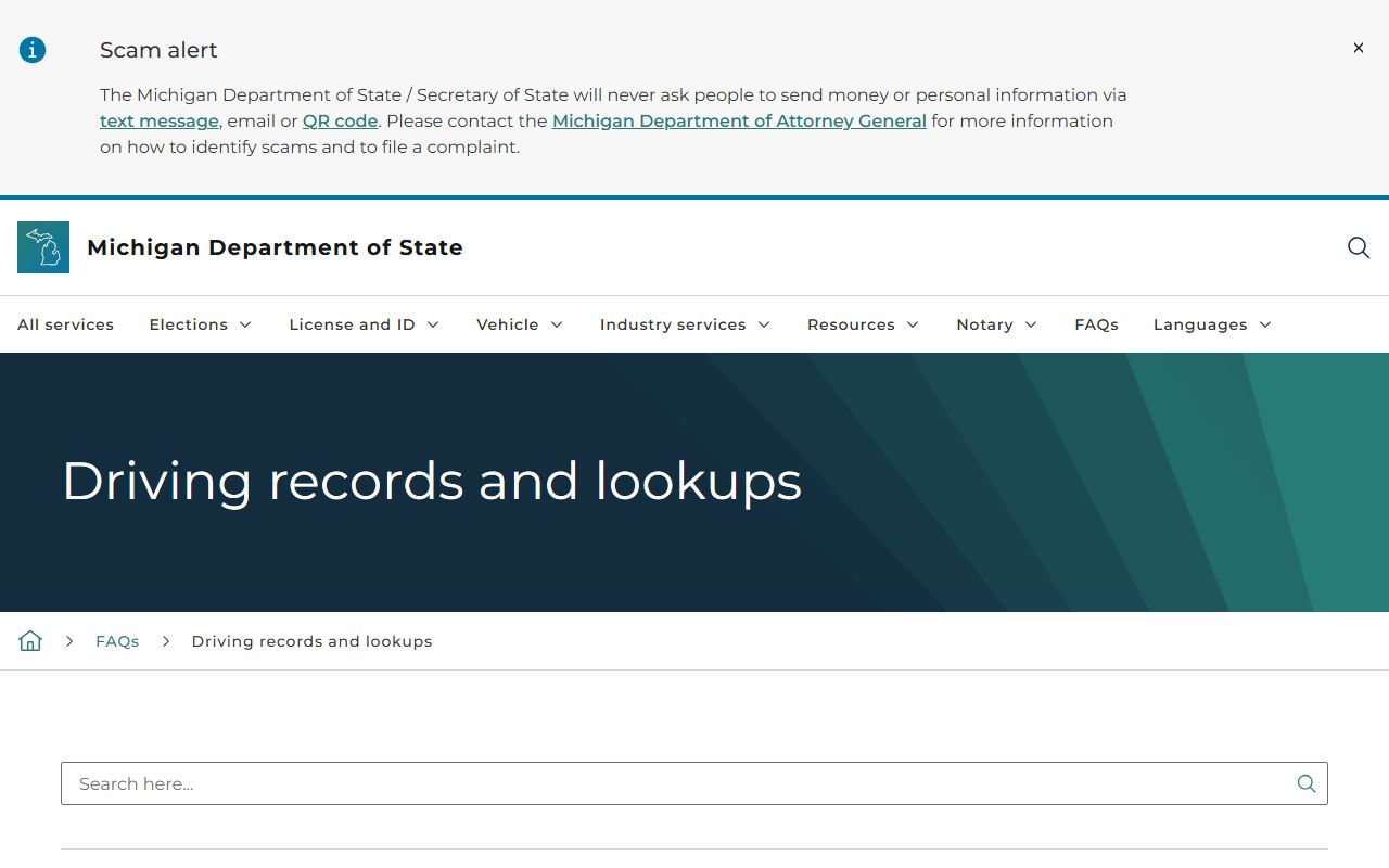 Luce County traffic and driver records Michigan Secretary of State driver and vehicle records FAQ page