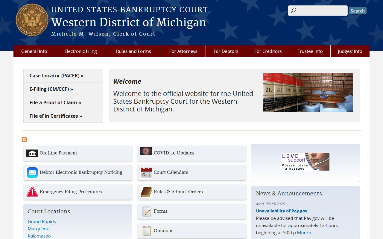 Luce County federal bankruptcy court records, Western District of Michigan