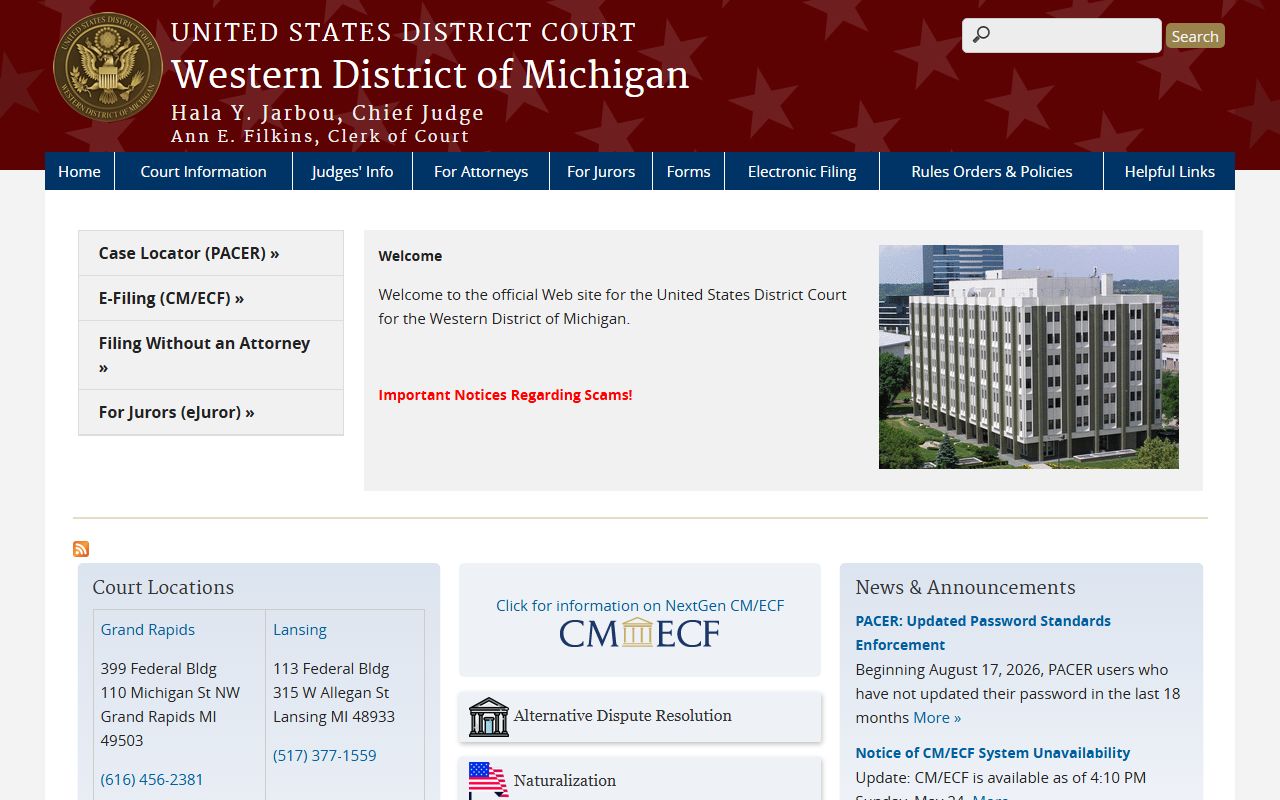 Luce County federal court records, Western District of Michigan